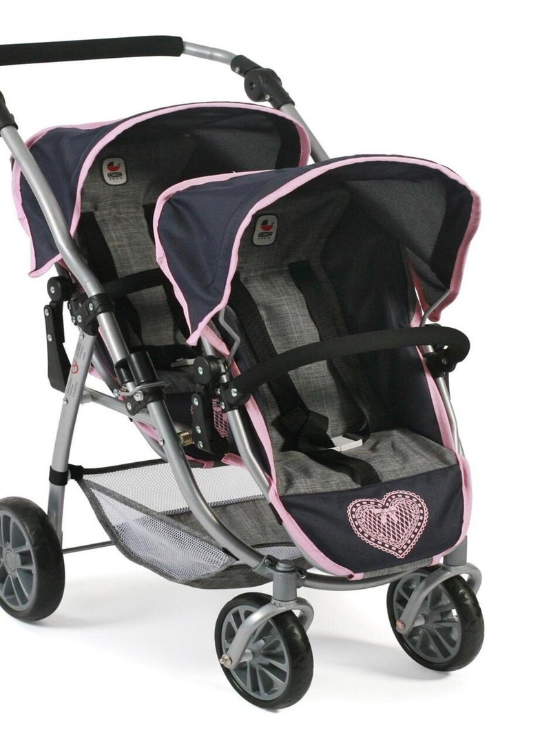 Le buggy Tandem Vario, Mélange bleu foncé - anthracite - rose N/A - Kiabi