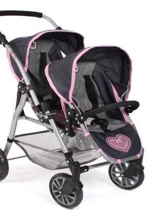 Le buggy Twinny pour poupées, Mélange bleu foncé - anthracite