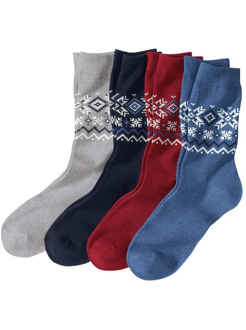 Le coffret de 4 paires de chaussettes motifs jacquard  - atlas for men Bleu Rouge Gris - Kiabi