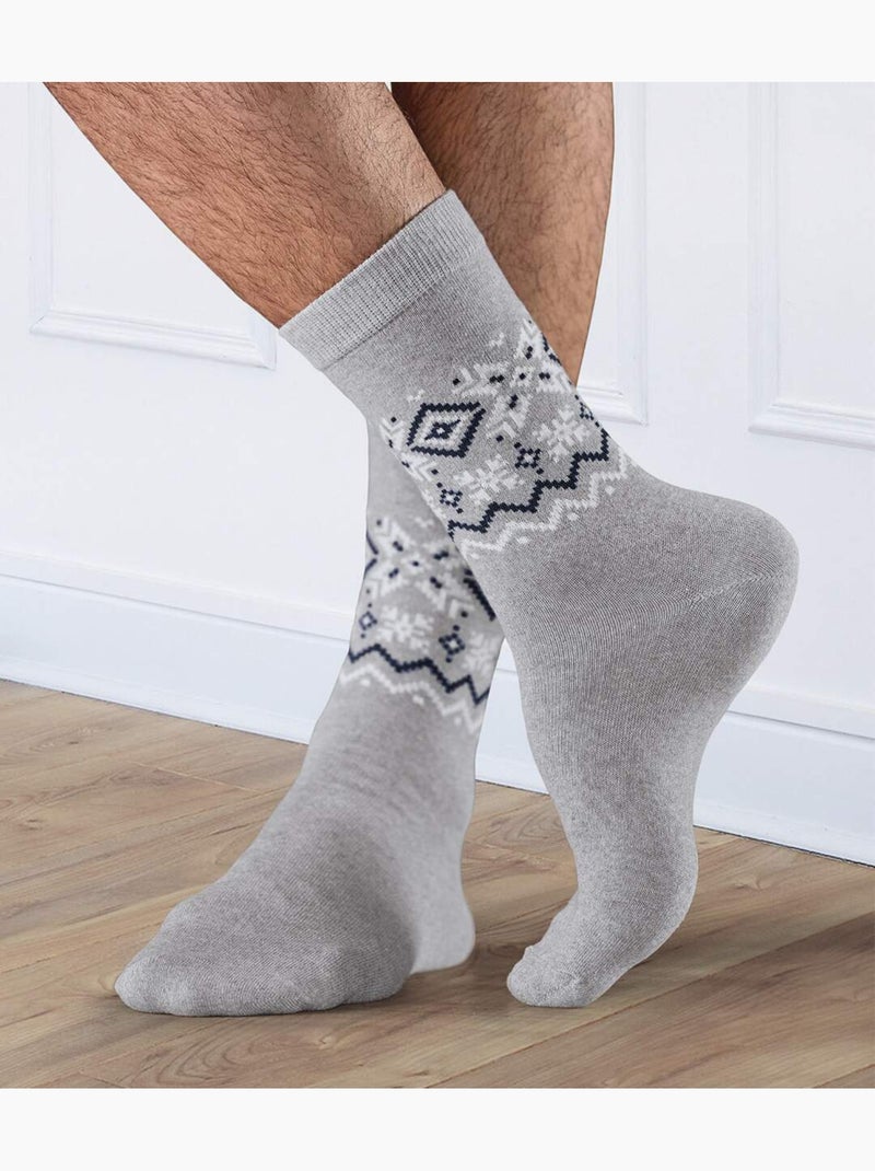Le coffret de 4 paires de chaussettes motifs jacquard  - atlas for men Bleu Rouge Gris - Kiabi