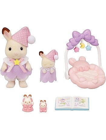Le coucher des sœurs lapin chocolat - sylvanian families - 5806