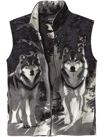 Gilet polaire sans manches motifs loups - atlas for men