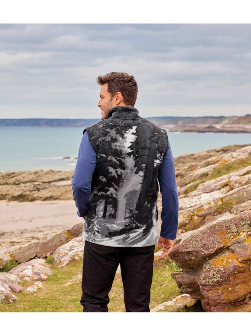 Le gilet polaire sans manches motifs loups  - atlas for men Gris - Kiabi