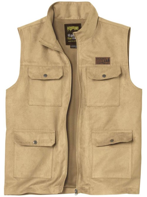 Le gilet sans manches multipoche en suédine - atlas for men - Kiabi Le gilet sans manches multipoche en suédine - atlas for men - Kiabi