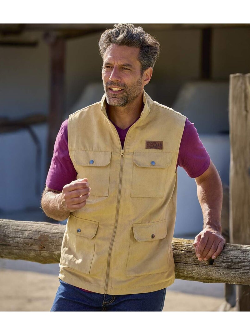 Le gilet sans manches multipoche en suédine  - atlas for men Beige - Kiabi