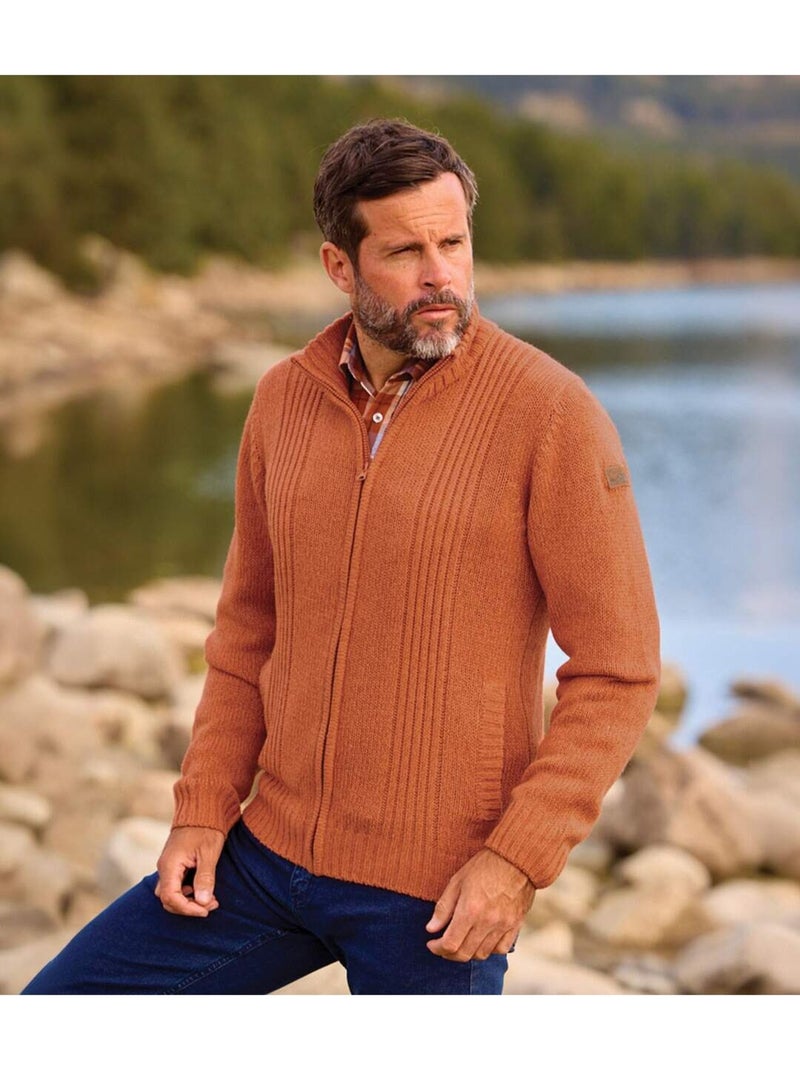 Le gilet tricot zippé mountain  - atlas for men Rouge brique - Kiabi