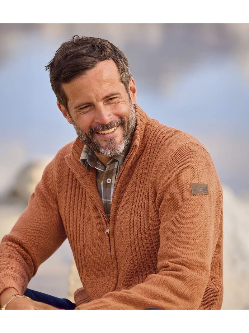Le gilet tricot zippé mountain  - atlas for men Rouge brique - Kiabi