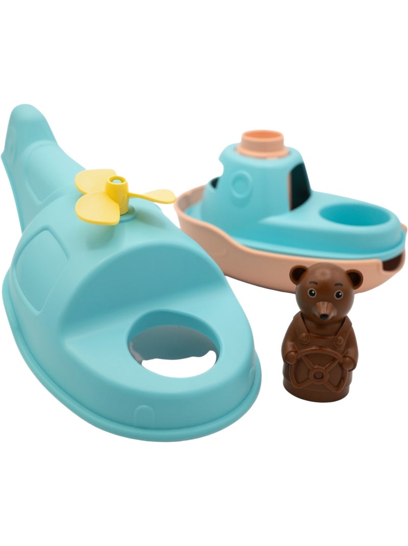 Le Jouet Simple - Hélicoptère Bateau de Petit Ours Brun Bleu - Kiabi