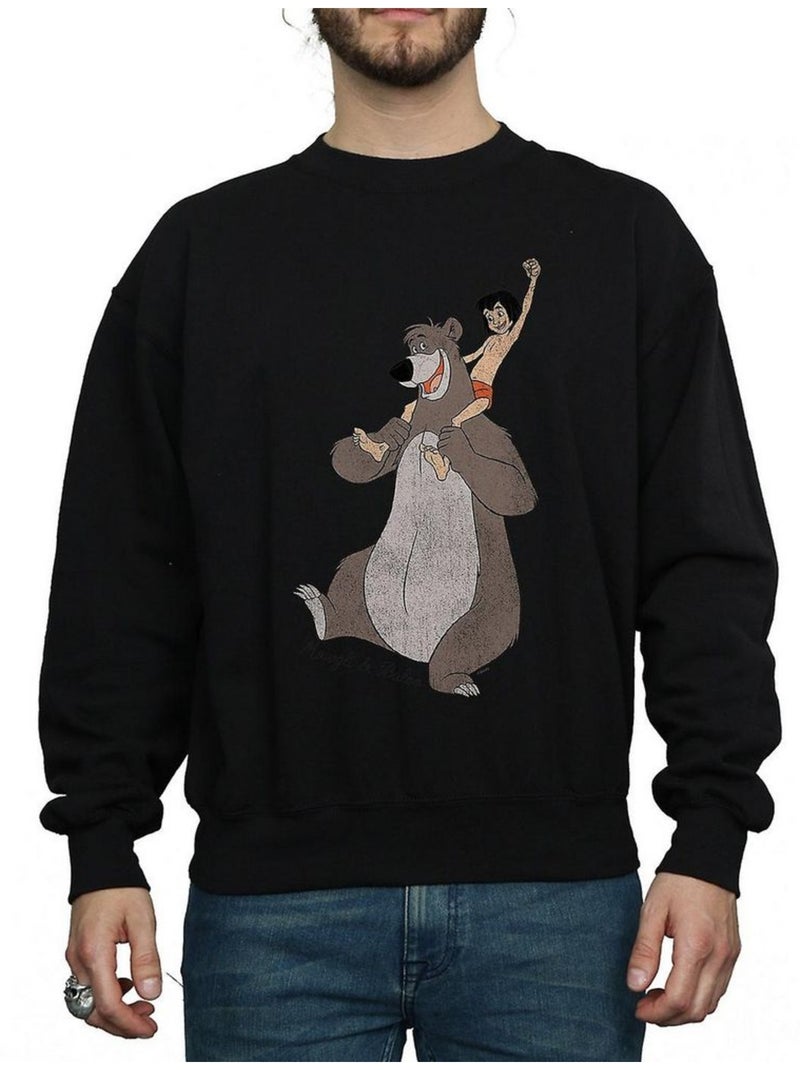 Le Livre de la Jungle - Sweat CLASSIC (Baloo, Mowgli) Noir - Kiabi