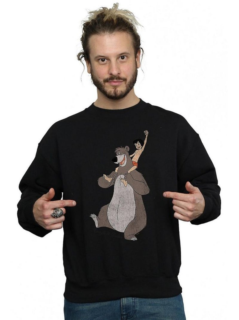 Le Livre de la Jungle - Sweat CLASSIC (Baloo, Mowgli) Noir - Kiabi