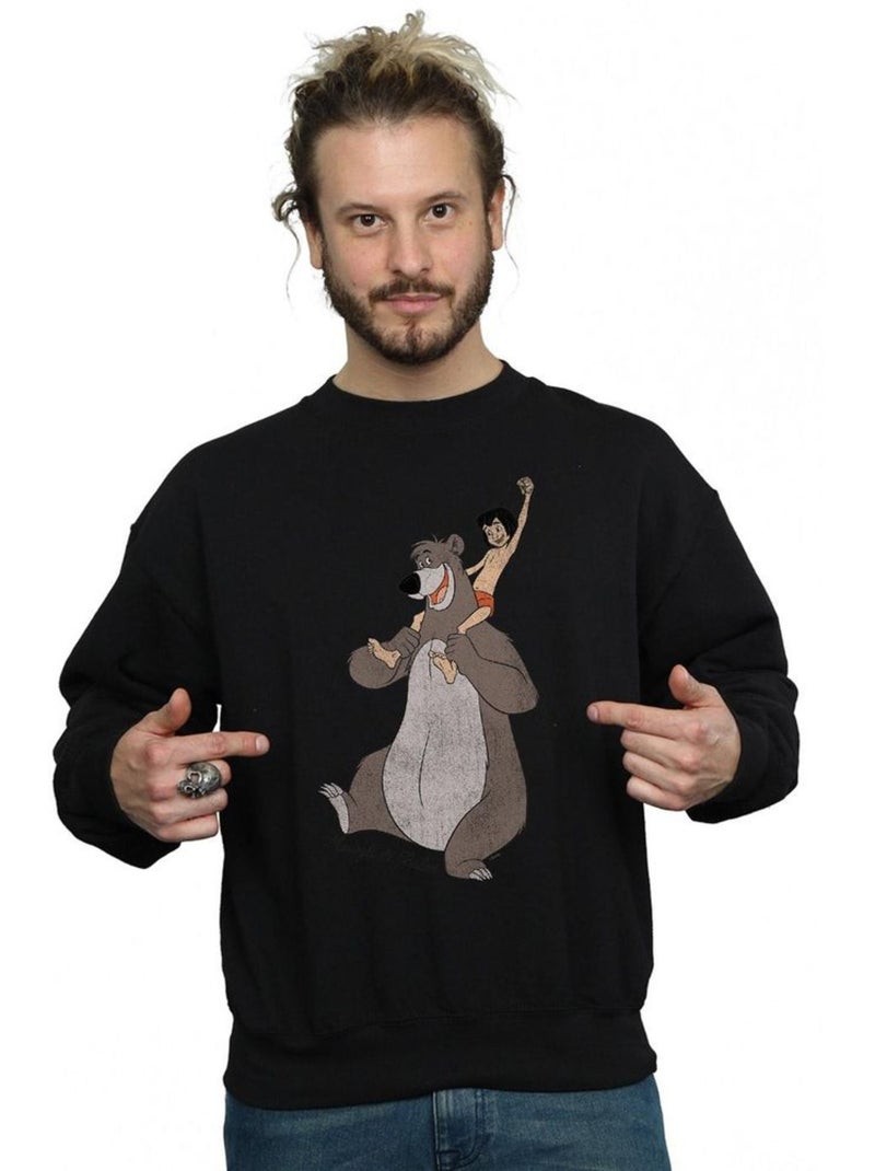 Le Livre de la Jungle - Sweat CLASSIC (Baloo, Mowgli) Noir - Kiabi