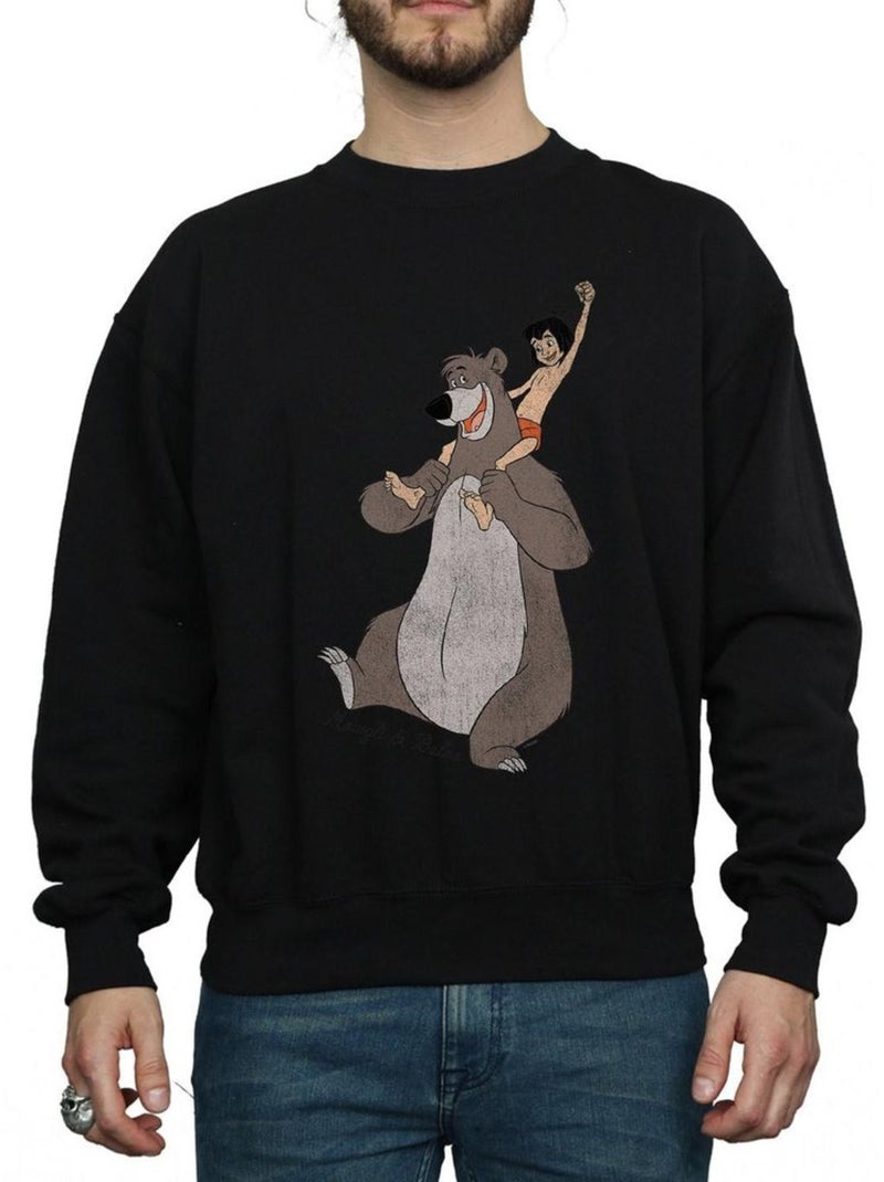 Le Livre de la Jungle - Sweat CLASSIC (Baloo, Mowgli) Noir - Kiabi
