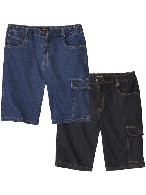 Le lot de 2 bermudas cargo en jean stretch - atlas for men - Kiabi Le lot de 2 bermudas cargo en jean stretch - atlas for men - Kiabi