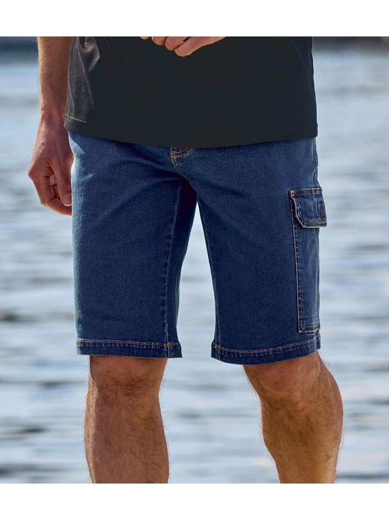 Le Lot de 2 Pantacourts Cargo en Jean  - ATLAS FOR MEN Bleu Gris - Kiabi