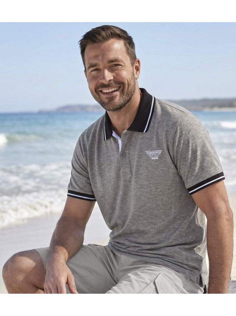 Le lot de 2 polos effet flammé  - atlas for men Gris Violet - Kiabi