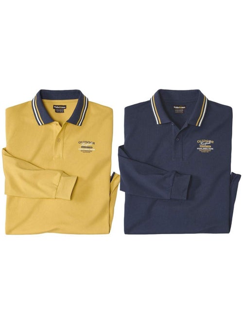 Le lot de 2 polos manches longues en coton - atlas for men - Kiabi Le lot de 2 polos manches longues en coton - atlas for men - Kiabi
