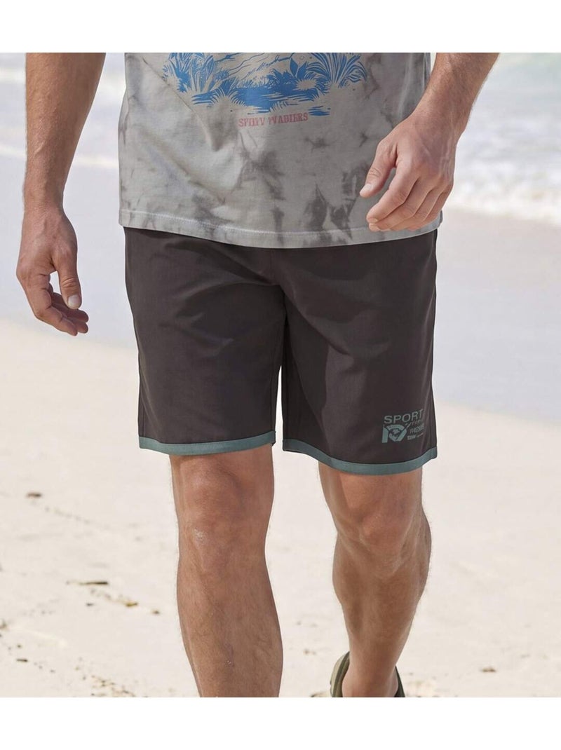 Le Lot de 2 Shorts Microfi bre Sport  - ATLAS FOR MEN Noir Vert - Kiabi