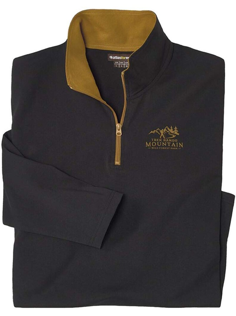 Le lot de 2 sous-pulls en coton col zippé  - atlas for men Noir Marron - Kiabi