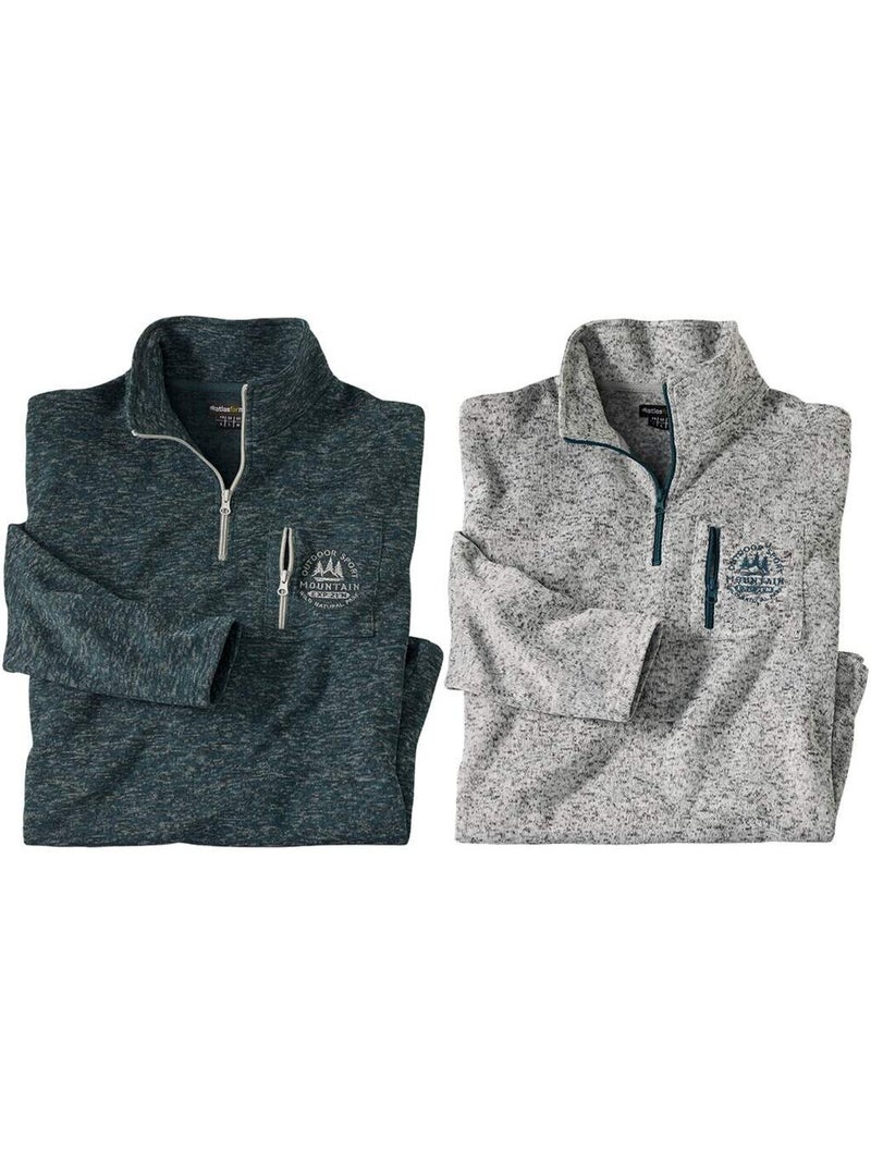 Le lot de 2 sweats molleton  - atlas for men Bleu Gris - Kiabi
