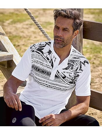 Le lot de 2 tee-shirts boutonnés imprimé tahitien - atlas for men