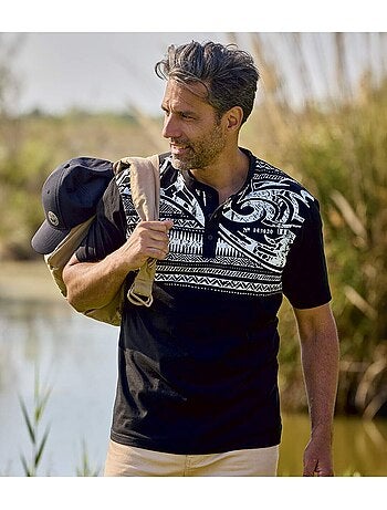 Le lot de 2 tee-shirts boutonnés imprimé tahitien - atlas for men
