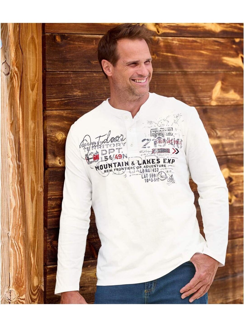 Le lot de 2 tee-shirts col boutonné explorer  - atlas for men Blanc Noir - Kiabi
