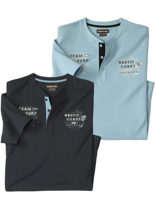 Le Lot de 2 Tee-Shirts Col Boutonné Tropic Cup  - ATLAS FOR MEN - Kiabi