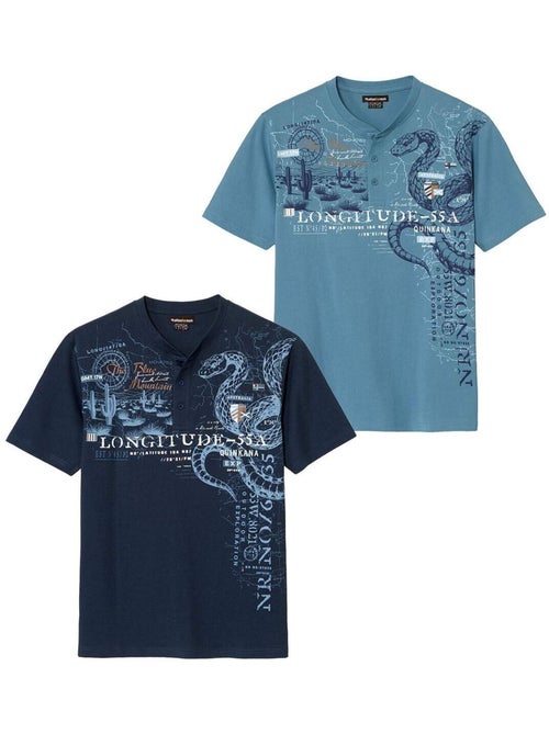 Le Lot de 2 Tee-Shirts Col Boutonnés  - ATLAS FOR MEN - Kiabi