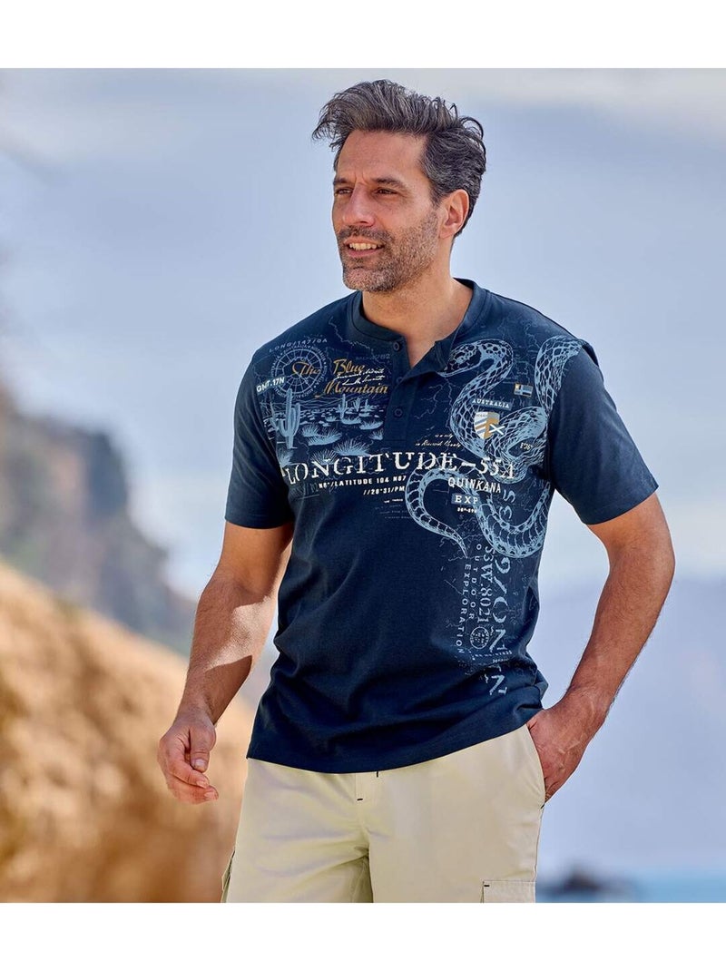 Le Lot de 2 Tee-Shirts Col Boutonnés  - ATLAS FOR MEN Bleu Bleu - Kiabi