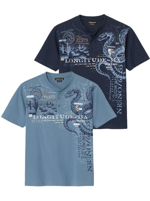 Le Lot de 2 Tee-Shirts Col Boutonnés  - ATLAS FOR MEN - Kiabi