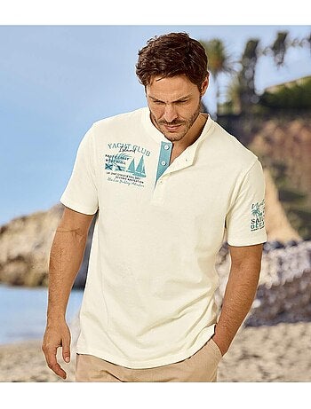 Le lot de 2 tee-shirts boutonnés imprimé tahitien - atlas for men