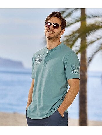Le lot de 2 tee-shirts boutonnés imprimé tahitien - atlas for men