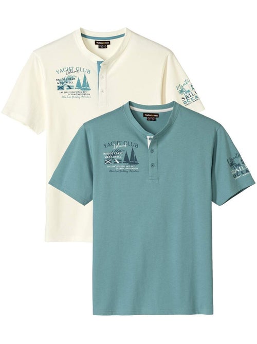 Le Lot de 2 Tee-Shirts Manches Courtes Esprit Nautique  - ATLAS FOR MEN - Kiabi