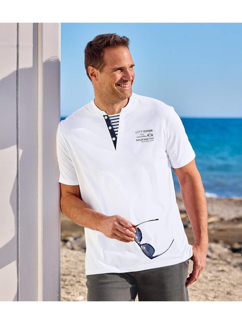 Le Lot de 2 Tee-Shirts Palm Club  - ATLAS FOR MEN Blanc Bleu - Kiabi