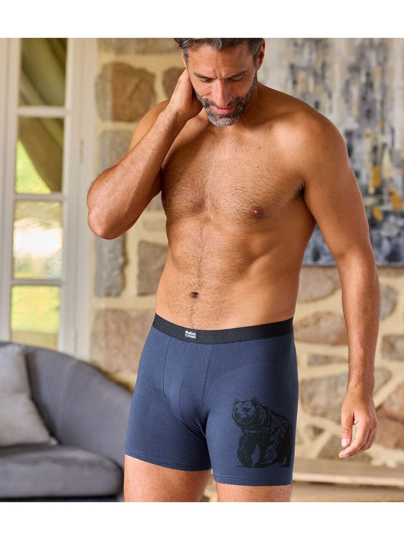 Le Lot de 3 Boxers Stretch Confort  - ATLAS FOR MEN Bleu Bleu - Kiabi