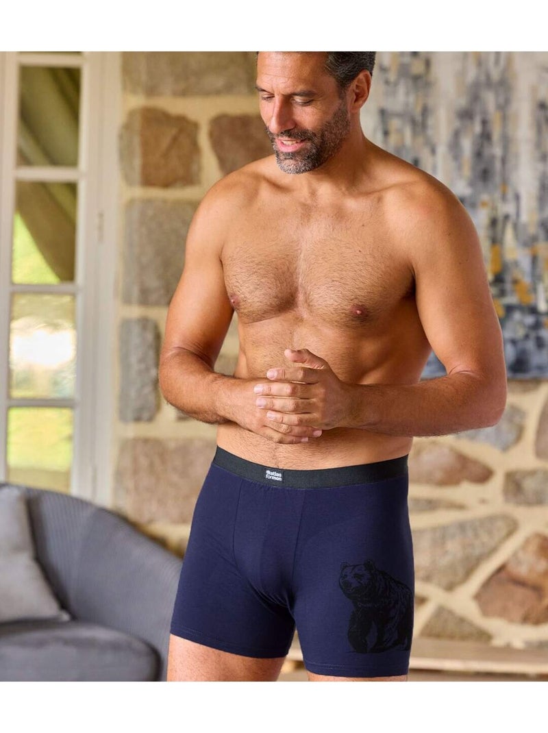 Le Lot de 3 Boxers Stretch Confort  - ATLAS FOR MEN Bleu Bleu - Kiabi