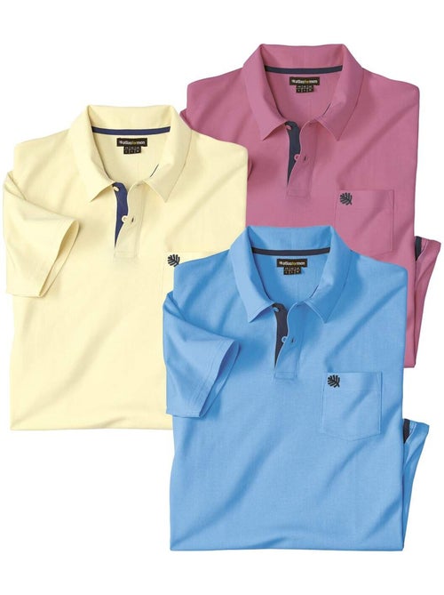 Le lot de 3 polos en jersey de coton  - atlas for men - Kiabi