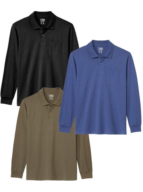 Le Lot de 3 Polos Manches Longues Outdoor  - ATLAS FOR MEN - Kiabi