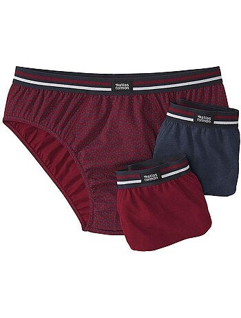 Lot de 3 Slips Coton Unis et Rayé - ATLAS FOR MEN