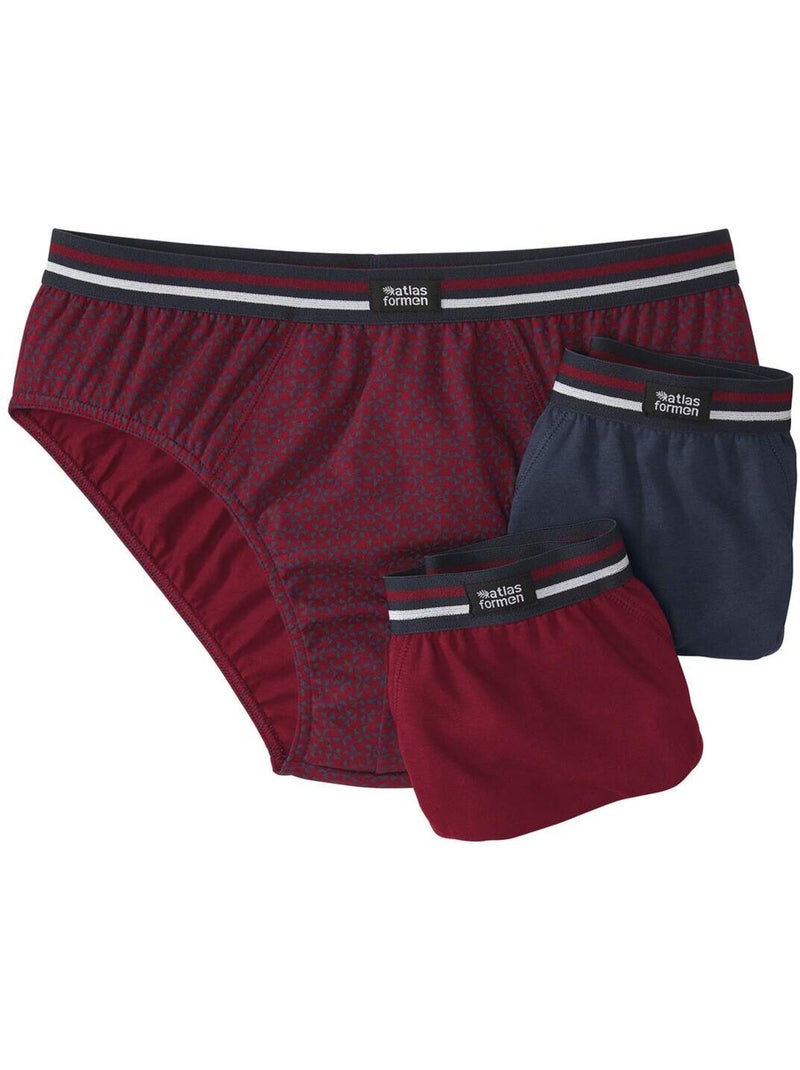Le lot de 3 slips confort  - atlas for men Bleu Bordeaux - Kiabi