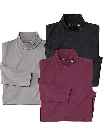 Le lot de 3 sous-pulls unis col roulé - atlas for men