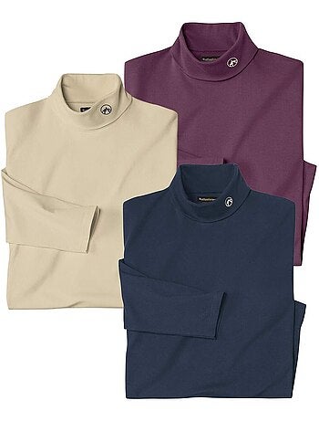 Le lot de 3 sous-pulls unis col roulé - atlas for men