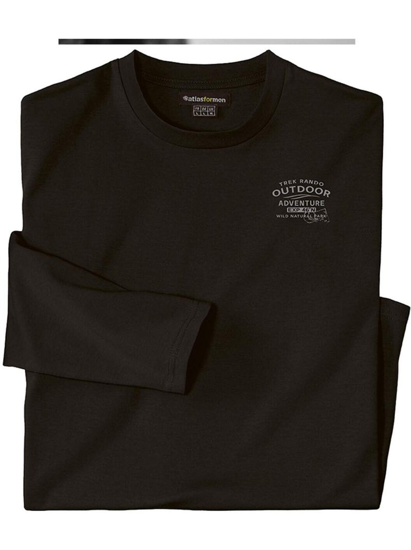 Le lot de 3 tee-shirts manches longues col rond  - atlas for men Blanc Bordeaux Noir - Kiabi
