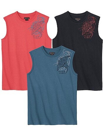 Le Lot de 3 Tee-Shirts Sans Manches Beach - ATLAS FOR MEN