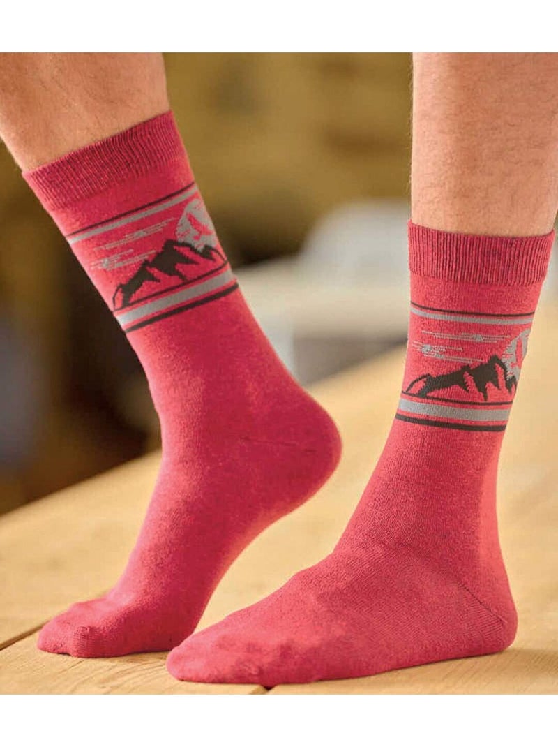 Le lot de 4 paires de chaussettes de ville  - atlas for men Gris Rouge Bleu - Kiabi