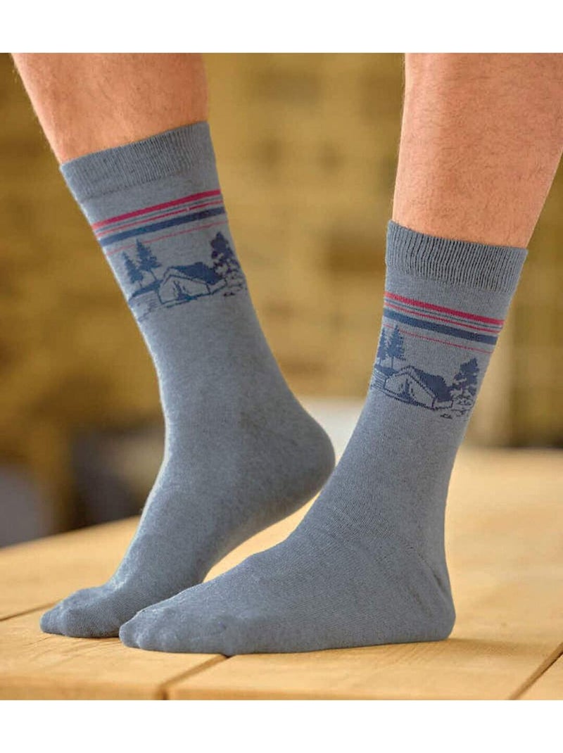 Le lot de 4 paires de chaussettes de ville  - atlas for men Gris Rouge Bleu - Kiabi