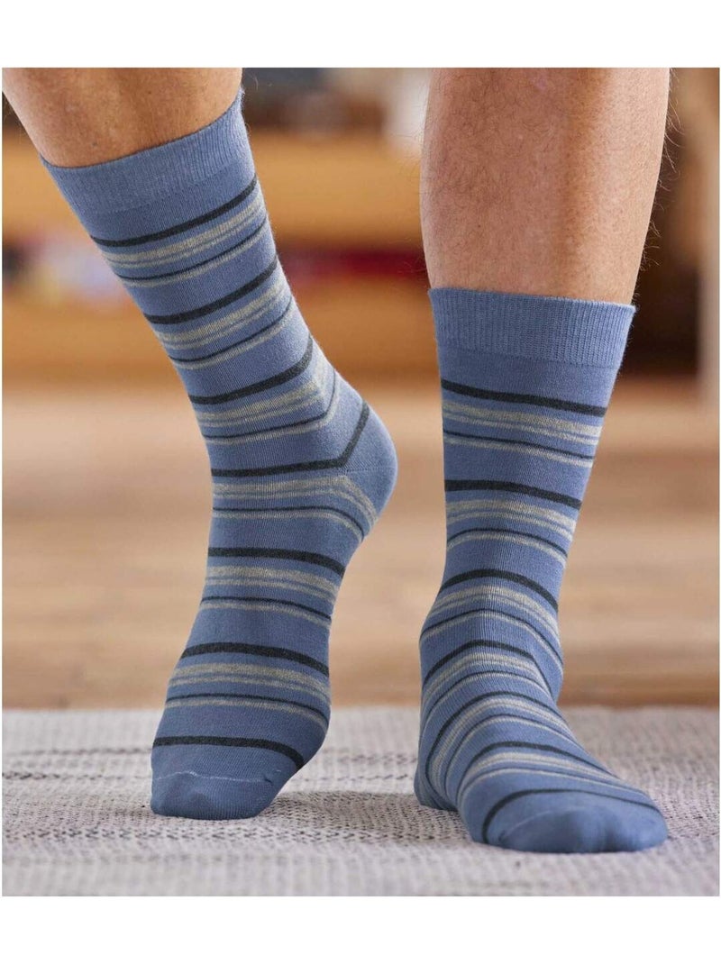 Le lot de 4 paires de chaussettes fantaisie  - atlas for men Bleu Gris anthracite - Kiabi