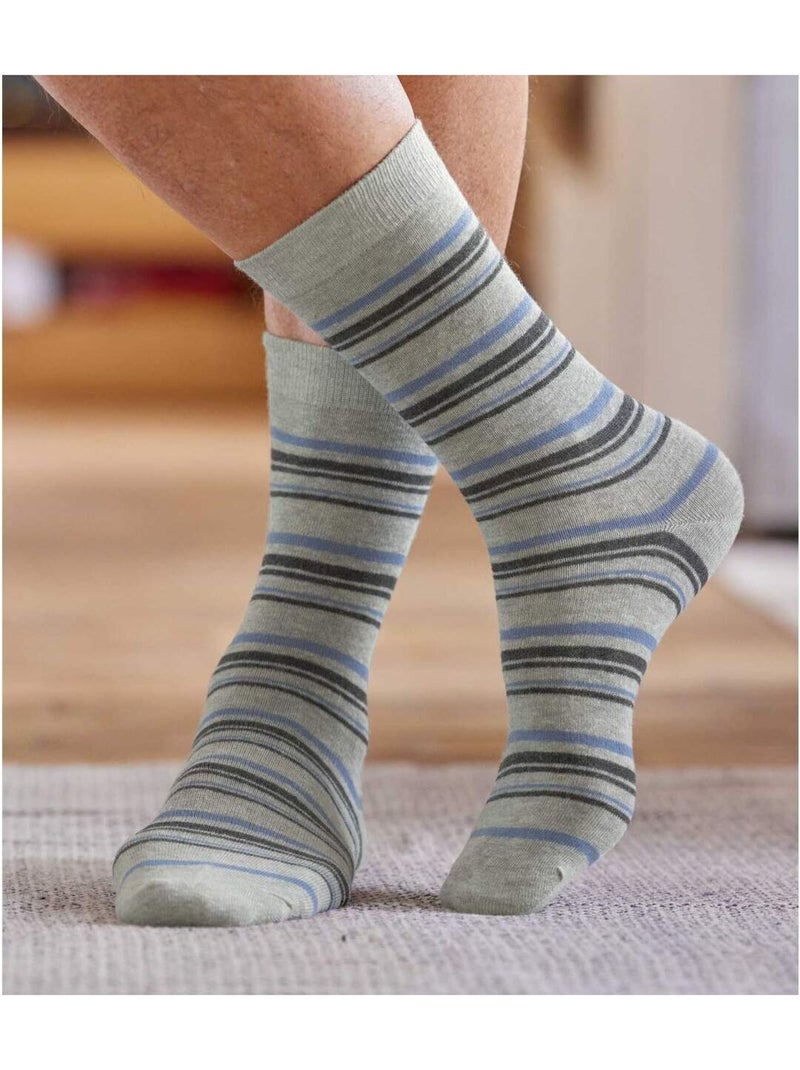 Le lot de 4 paires de chaussettes fantaisie  - atlas for men Bleu Gris anthracite - Kiabi