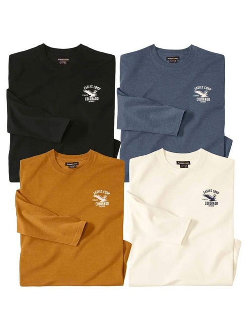 Le Lot de 4 Tee-shirts Manches Longues Colorado  - ATLAS FOR MEN - Kiabi
