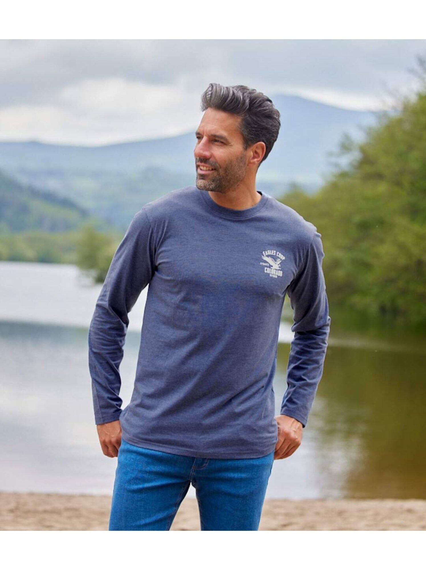 Lot De 5 T-shirts Manches Longues Homme - Coton Doux, Coupe Classique, Grandes Tailles M à 5XL - Sérigraphie Poitrine Discrète - 6